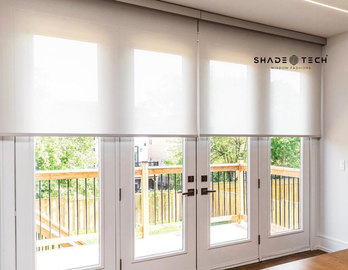 Custom shades and screens installed by Shadeotech for a home near Highland Village, Texas