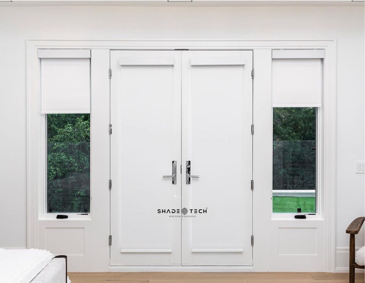 Roller shades in a new-build entryway