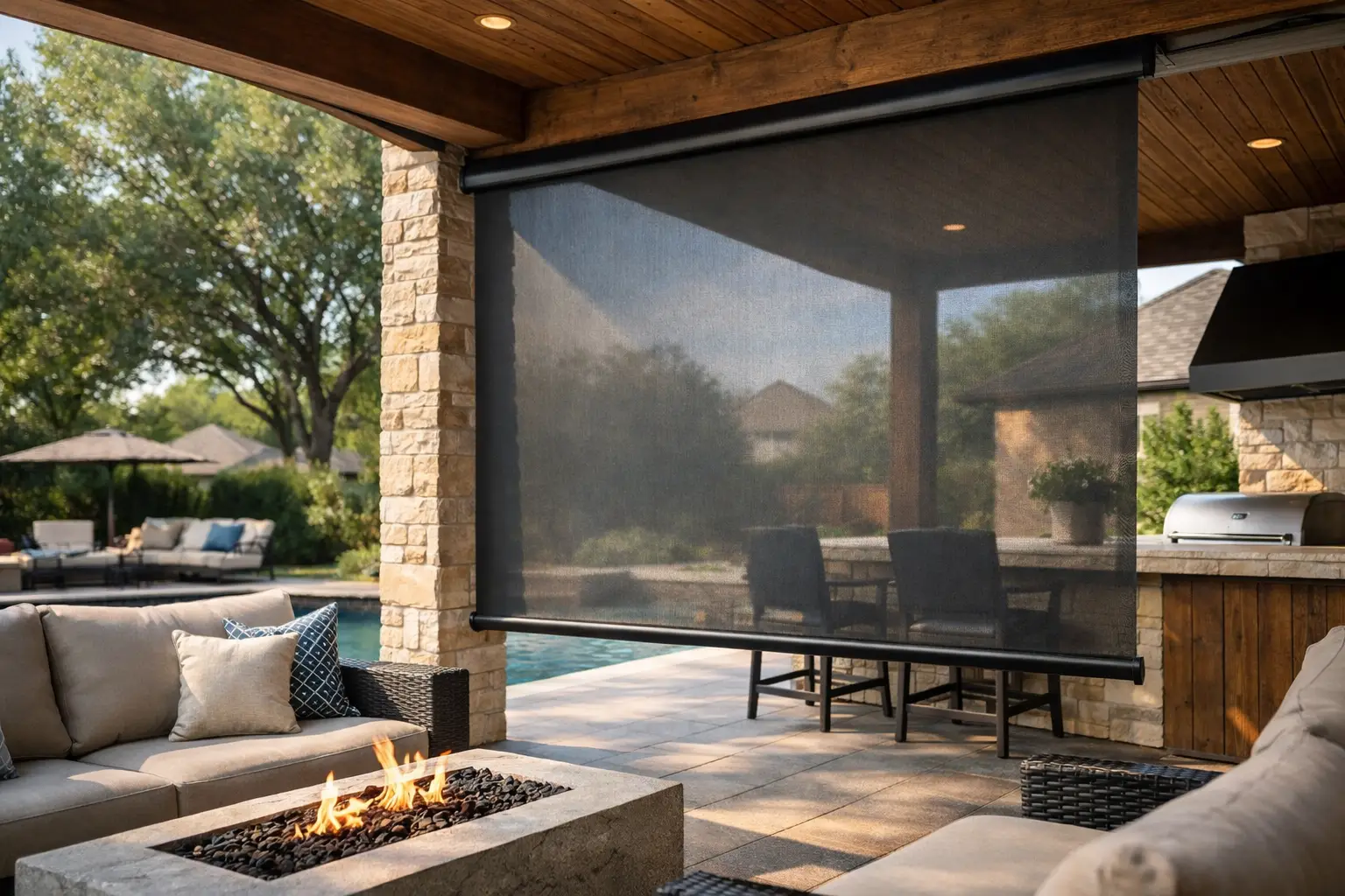 Drop Shades Screen Options for Dallas Patios