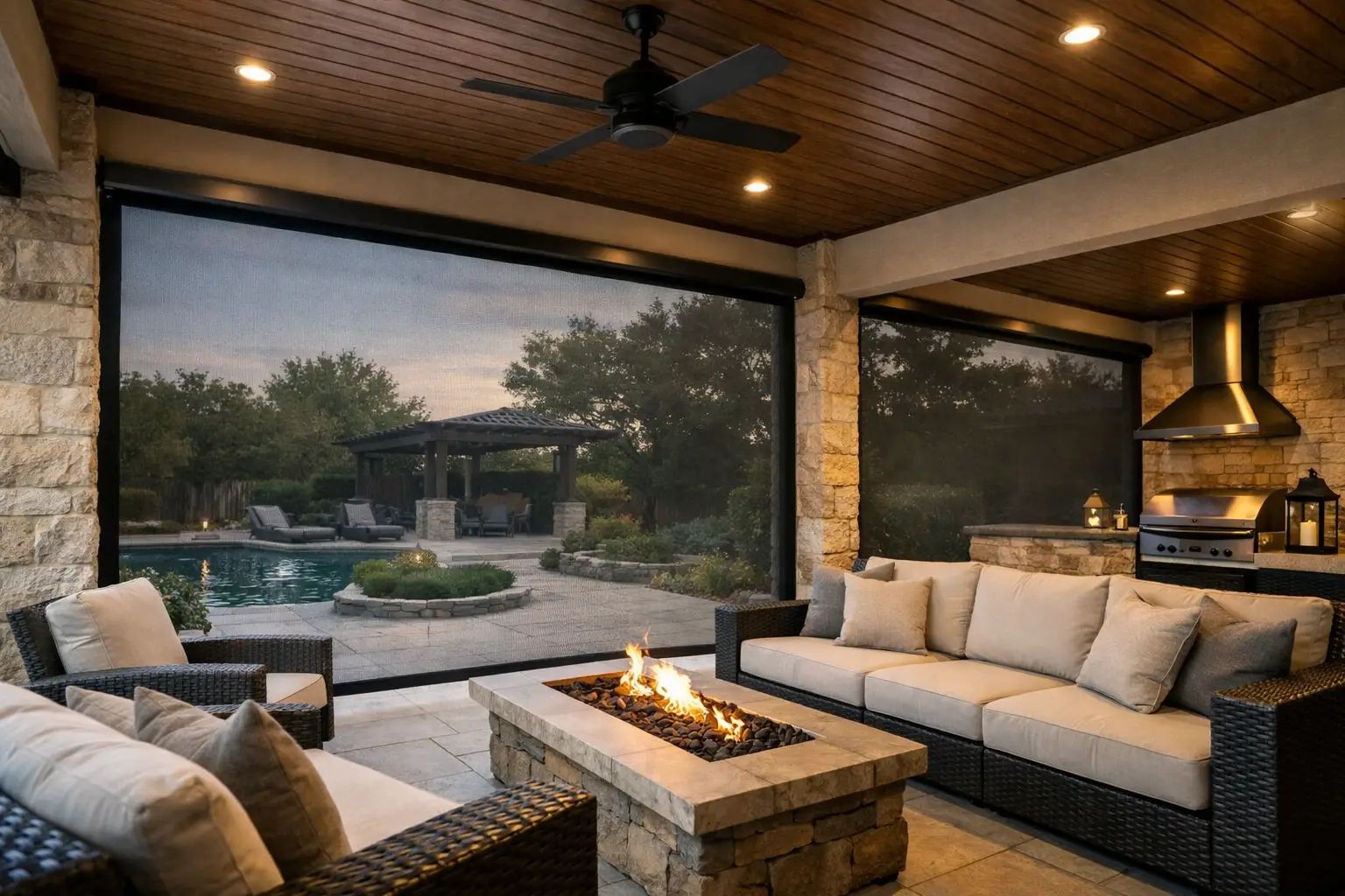 Patio Zip Track Screen for Dallas Outdoor Living