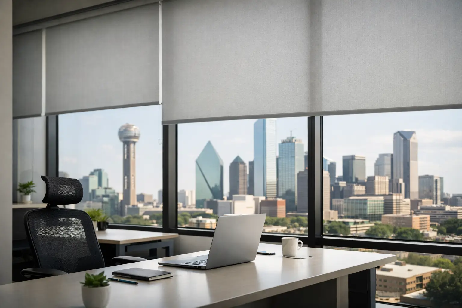 Office Roller Shades That Work Harder in Dallas