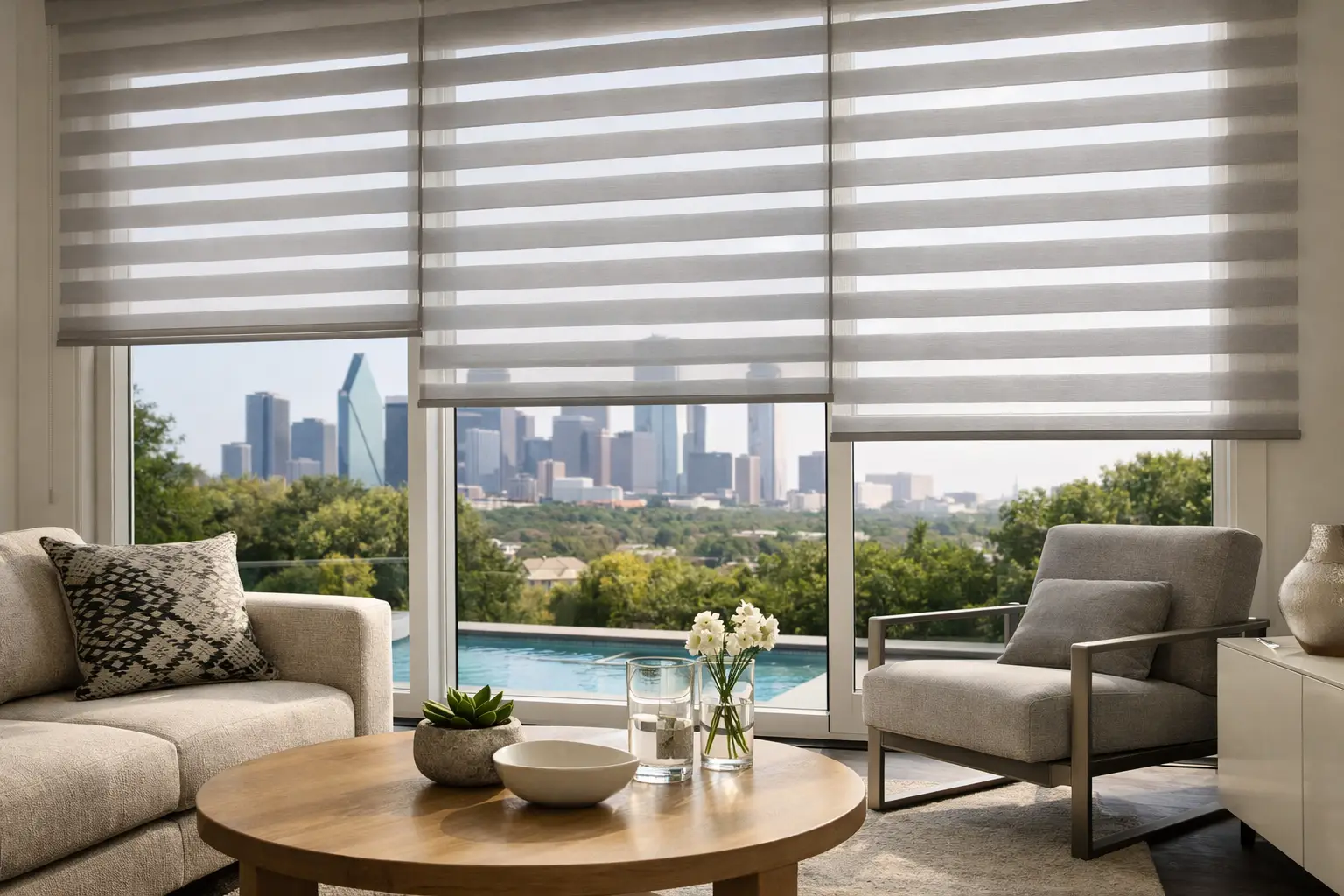 Sheer Horizontal Shades for Modern Dallas Homes