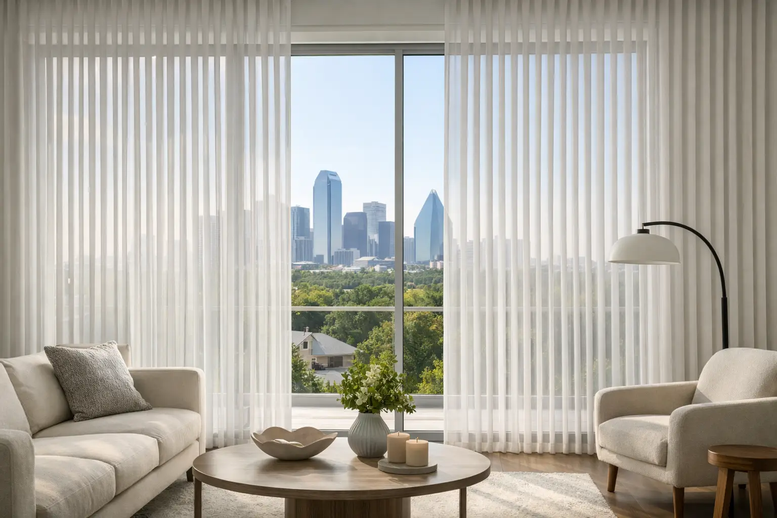 Sheer Vertical Drapery Shades for Dallas Homes