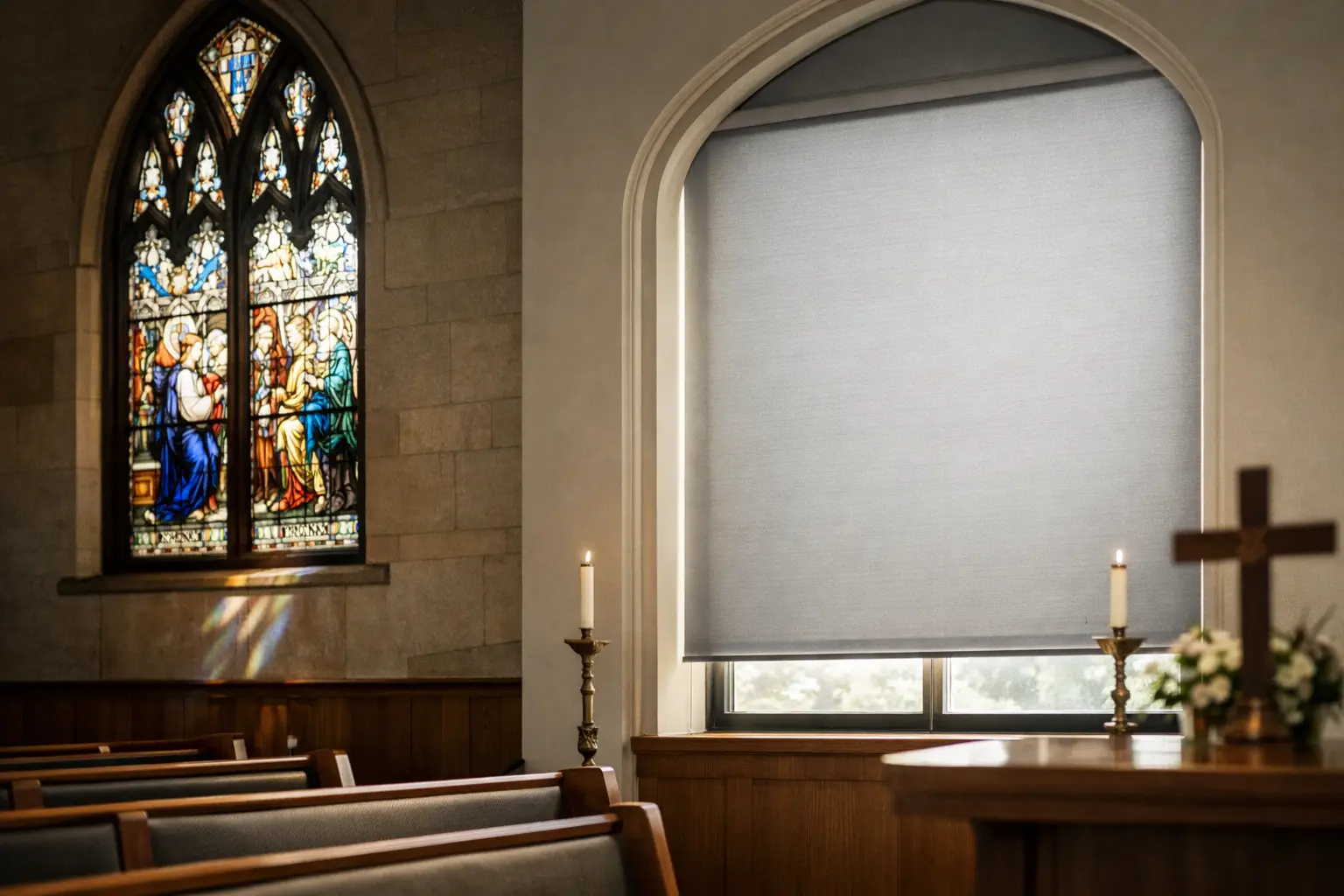 Church Window Shades for Comfort and Control