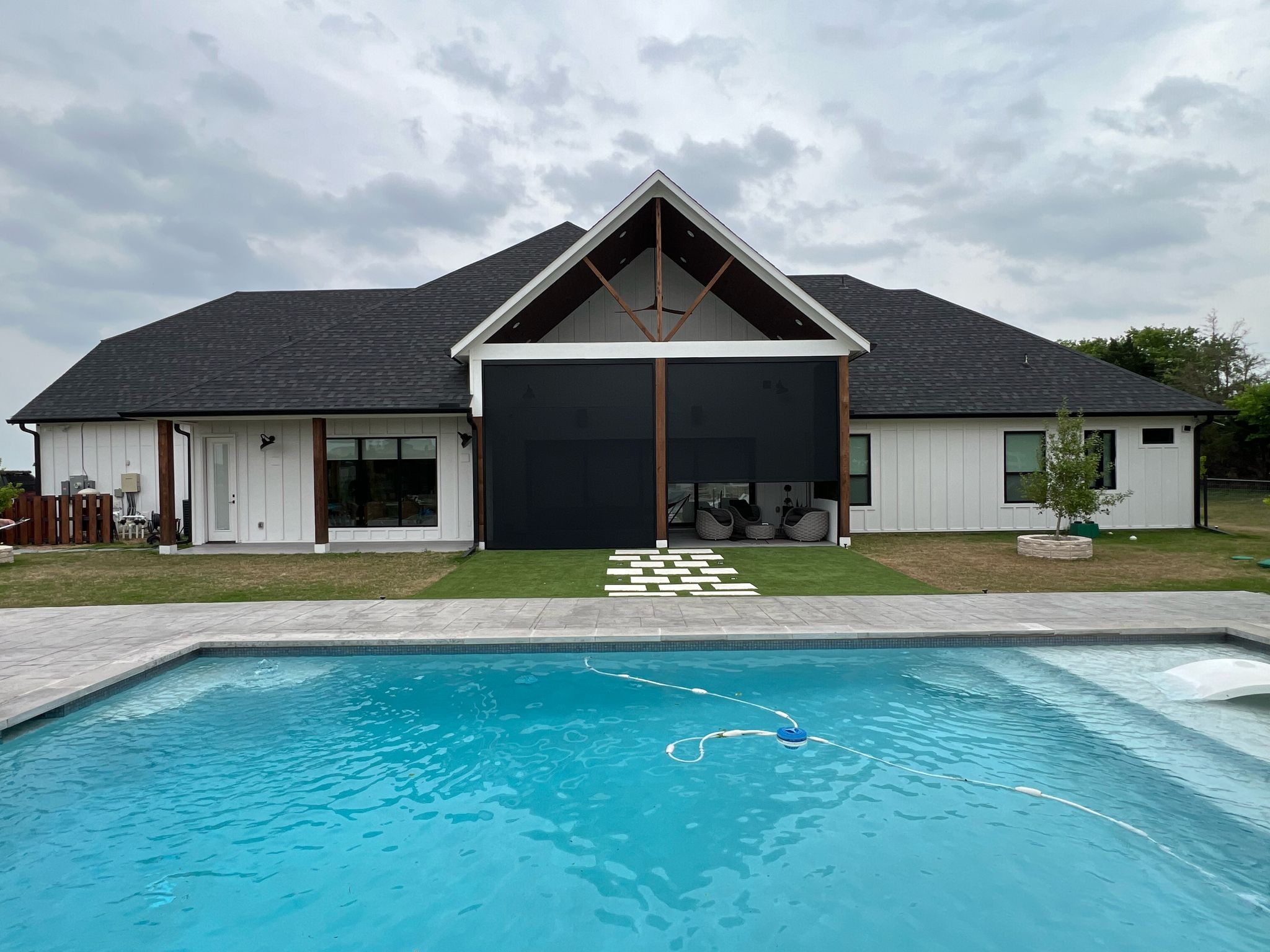 Custom shades and screens installed by Shadeotech for a home near Grand Prairie, Texas