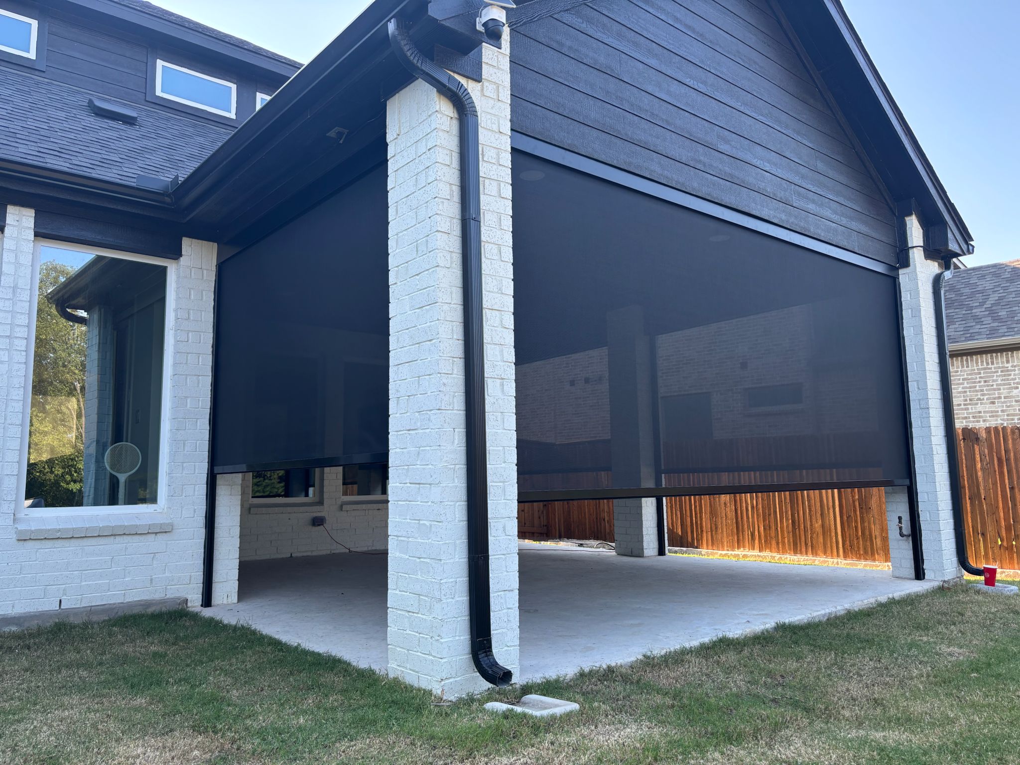 Custom shades and screens installed by Shadeotech for a home near Haslet, Texas
